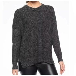 Athleta Black Marled Perspective Wool Cashmere Pullover Sweater Small